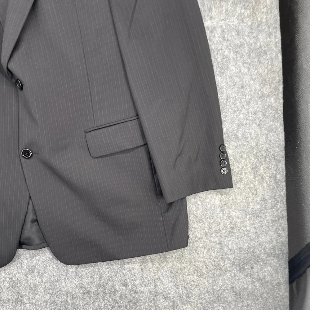 John Varvatos Blazer 42L Mens Pinstripe Black Two Button Suit Jacket